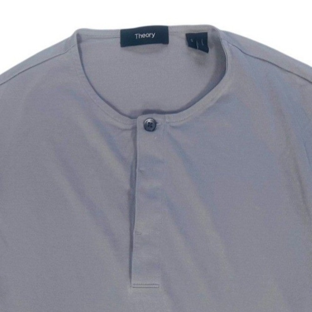 Theory Men's Clean Henley LS Mercer Jersey Gray Pima Cotton Tencel Blend Shirt S